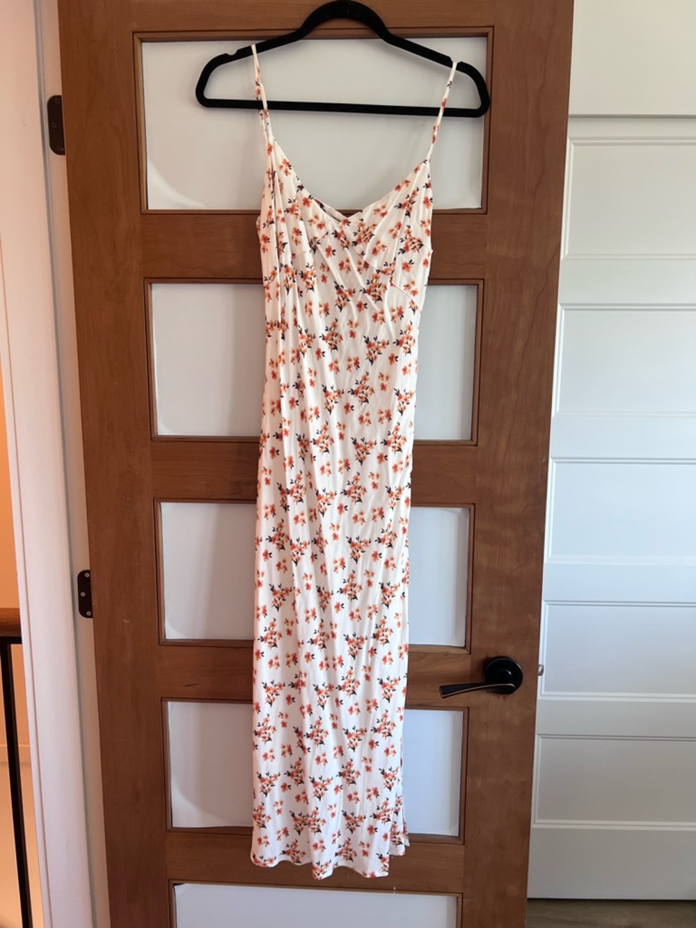 White Floral Midi Slip Dress with Orange Blossom Print